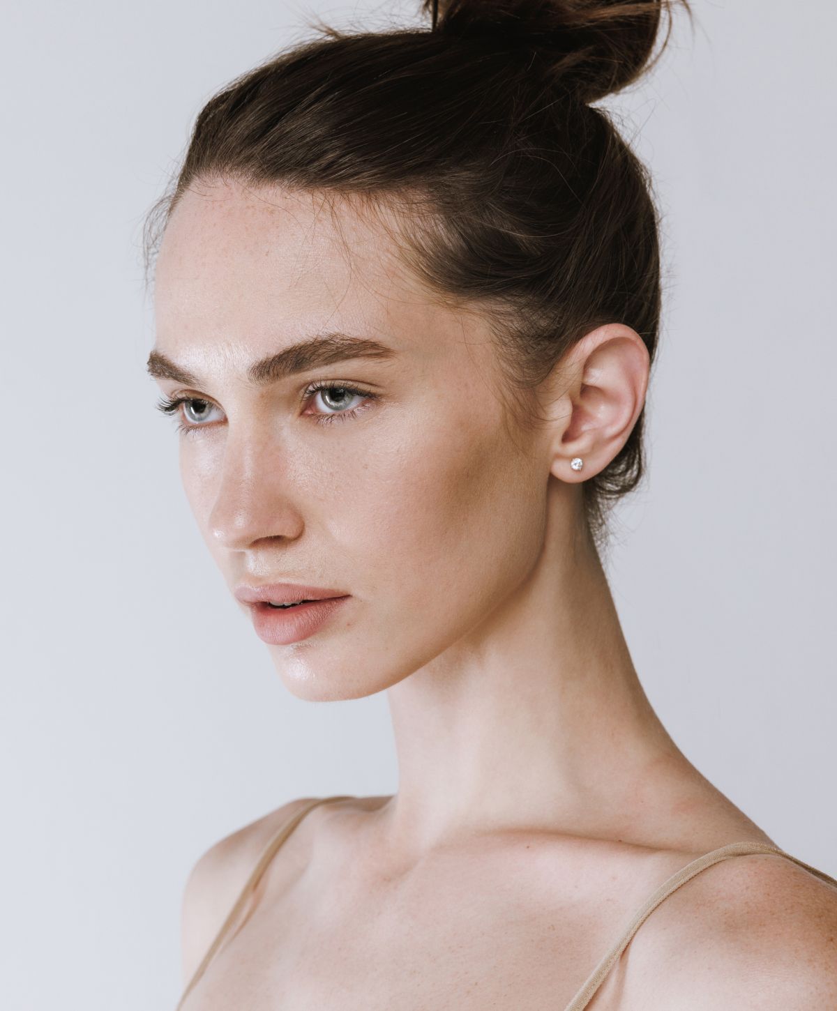 Portrait of a woman with natural makeup.